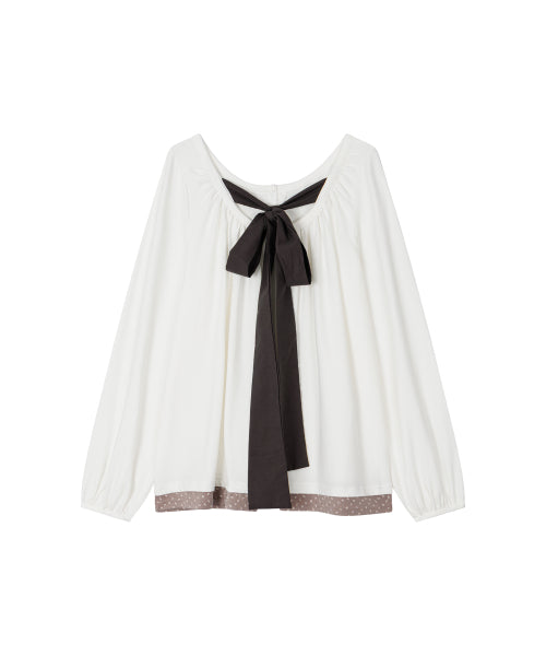 FLORAL COLOR BLOCK BUTTON TOP - 3 COLORS IVORY