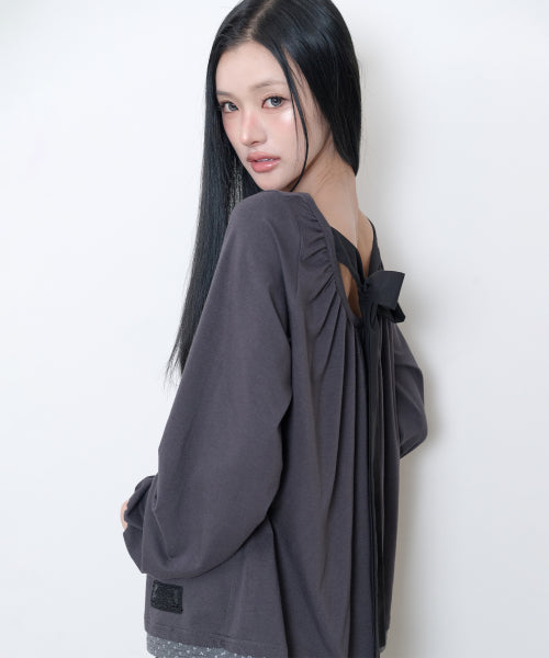FLORAL COLOR BLOCK BUTTON TOP - 3 COLORS CHARCOAL