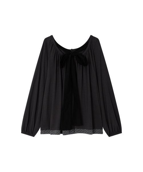 FLORAL COLOR BLOCK BUTTON TOP - 3 COLORS CHARCOAL