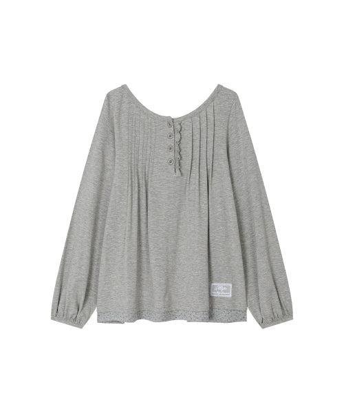 FLORAL COLOR BLOCK BUTTON TOP - 3 COLORS MELANGE