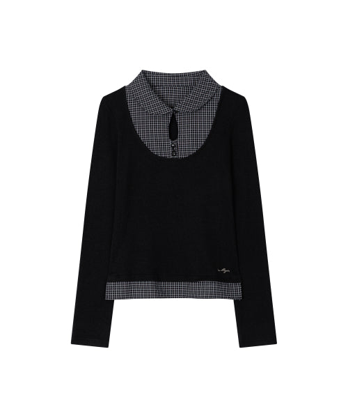 LAYERED SHIRT BUTTON TOP - 2 COLORS BLACK