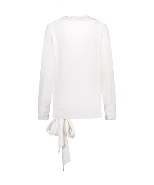 LACE TIE LONG SLEEVE - 2 COLORS WHITE