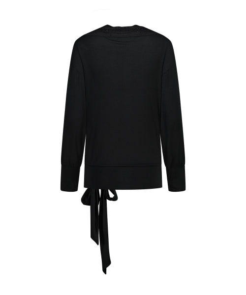 LACE TIE LONG SLEEVE - 2 COLORS BLACK