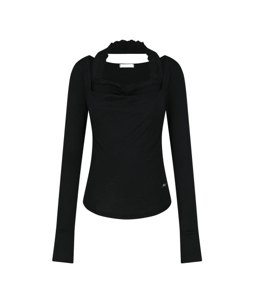 COWL LACE LONG SLEEVE - 3 COLORS BLACK
