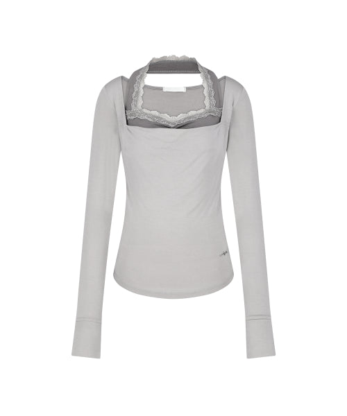 COWL LACE LONG SLEEVE - 3 COLORS BEIGE