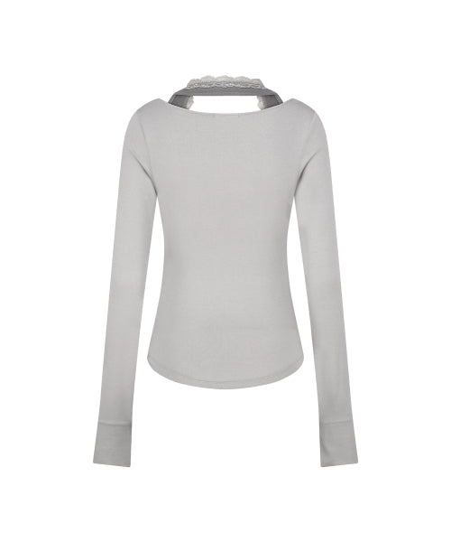 COWL LACE LONG SLEEVE - 3 COLORS BEIGE