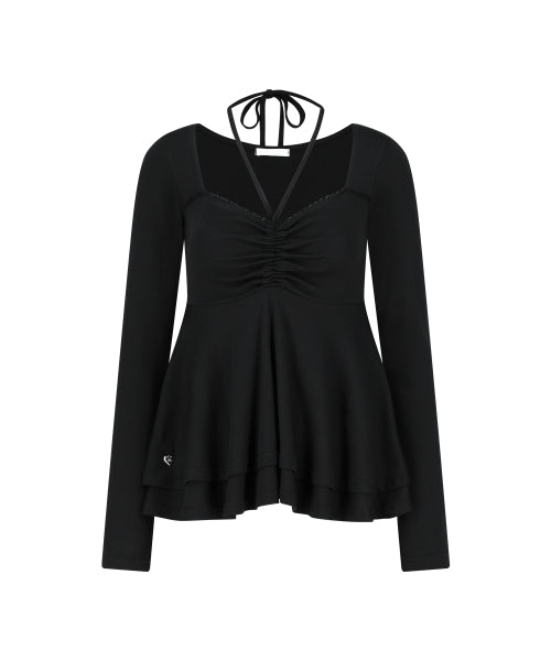 HALTER FLARE LONG SLEEVE - 3 COLORS BLACK
