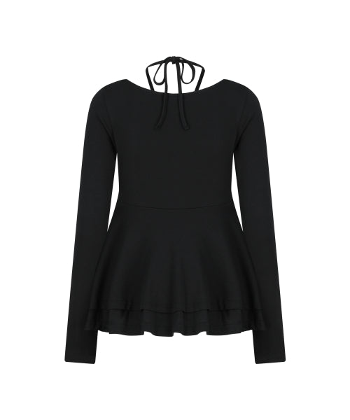 HALTER FLARE LONG SLEEVE - 3 COLORS BLACK