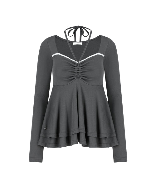 HALTER FLARE LONG SLEEVE - 3 COLORS CHARCOAL