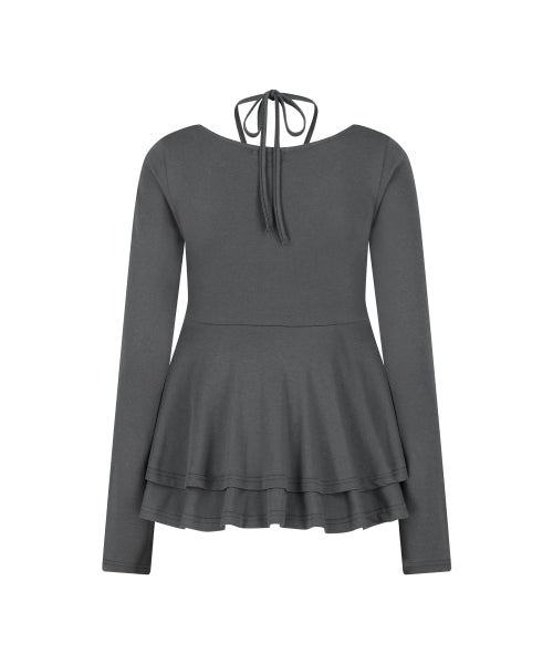 HALTER FLARE LONG SLEEVE - 3 COLORS CHARCOAL