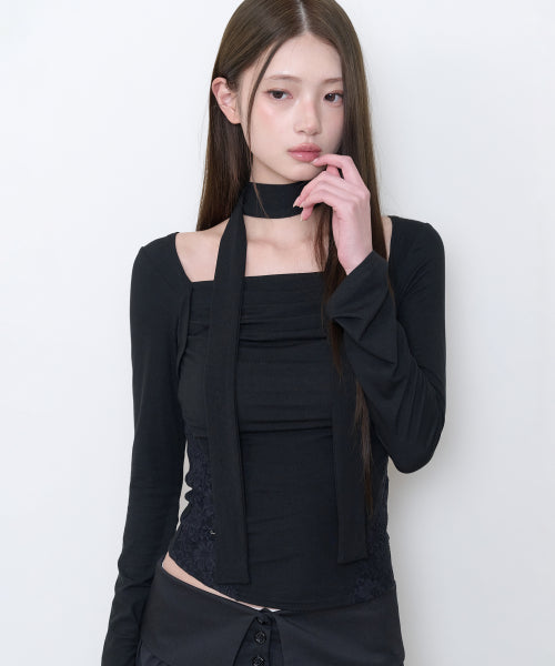 DRAPE BOLERO TOP - 3 COLORS BLACK