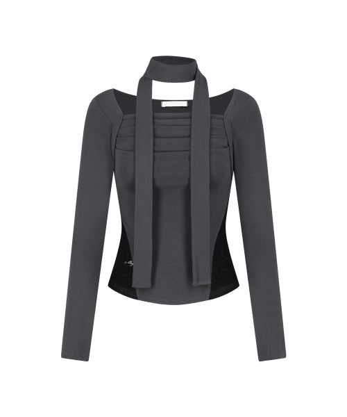 DRAPE BOLERO TOP - 3 COLORS CHARCOAL