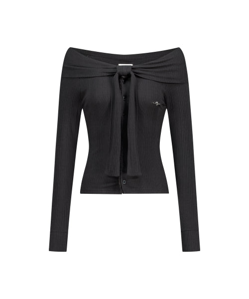PURE BOW CARDIGAN TOP - 5 COLORS CHARCOAL