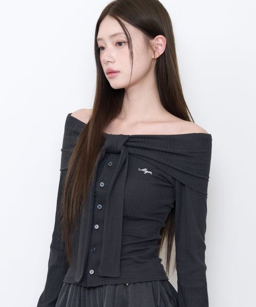 PURE BOW CARDIGAN TOP - 5 COLORS BLACK