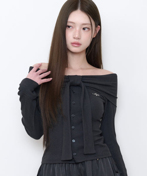 PURE BOW CARDIGAN TOP - 5 COLORS BLACK