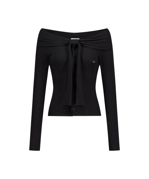 PURE BOW CARDIGAN TOP - 5 COLORS BLACK