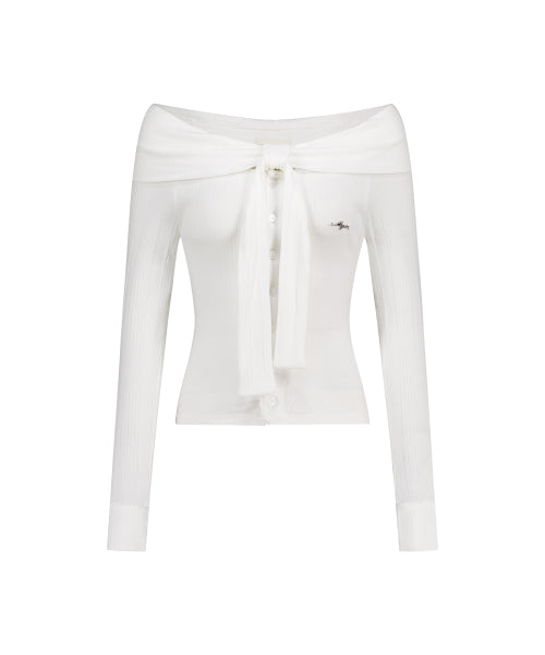 PURE BOW CARDIGAN TOP - 5 COLORS WHITE