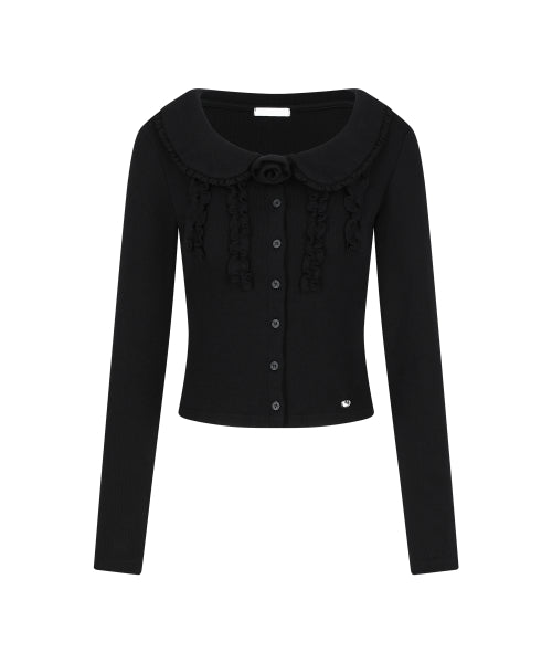BLOOM FRILL CARDIGAN - 2 COLORS BLACK