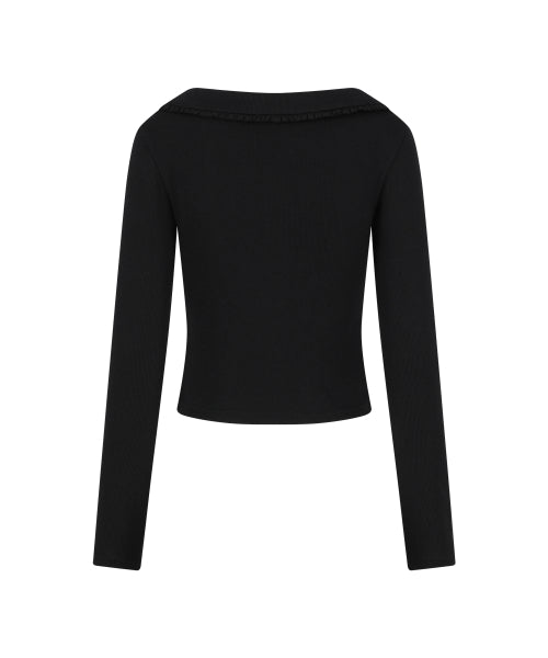 BLOOM FRILL CARDIGAN - 2 COLORS BLACK