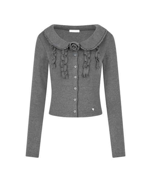 BLOOM FRILL CARDIGAN - 2 COLORS CHARCOAL