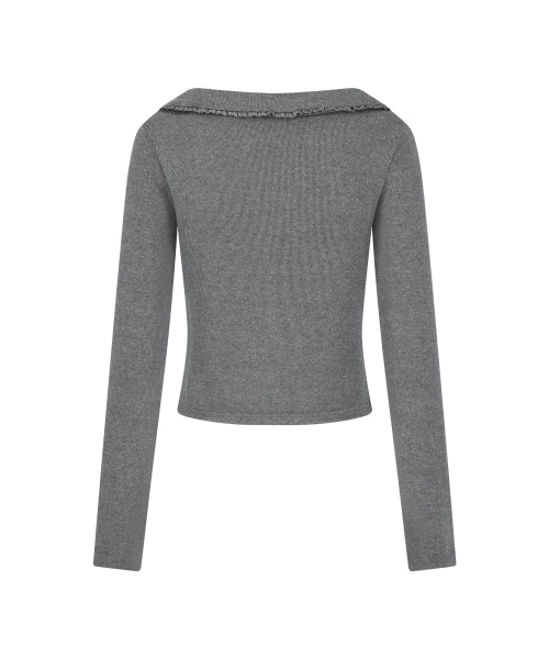BLOOM FRILL CARDIGAN - 2 COLORS CHARCOAL