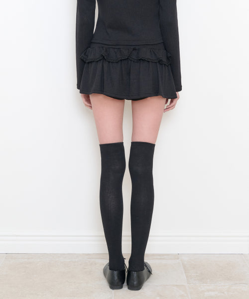DOUBLE FRILL SKIRT PANTS - 2 COLORS BLACK