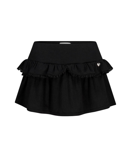 DOUBLE FRILL SKIRT PANTS - 2 COLORS BLACK