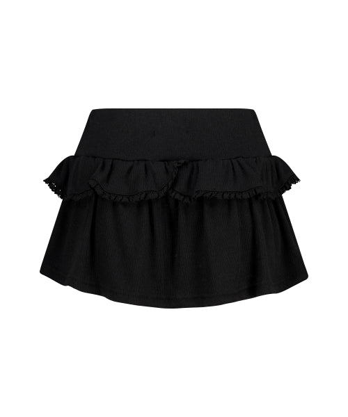 DOUBLE FRILL SKIRT PANTS - 2 COLORS BLACK