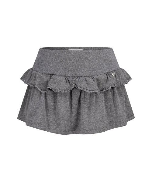 DOUBLE FRILL SKIRT PANTS - 2 COLORS CHARCOAL