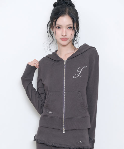 BASIC SLIM HOOD ZIP UP - 4 COLORS CHARCOAL