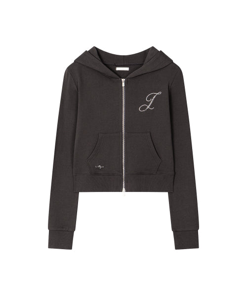BASIC SLIM HOOD ZIP UP - 4 COLORS CHARCOAL