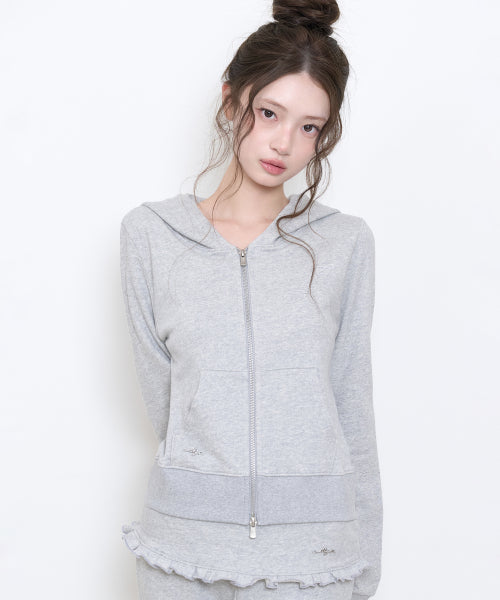 BASIC SLIM HOOD ZIP UP - 4 COLORS MELANGE