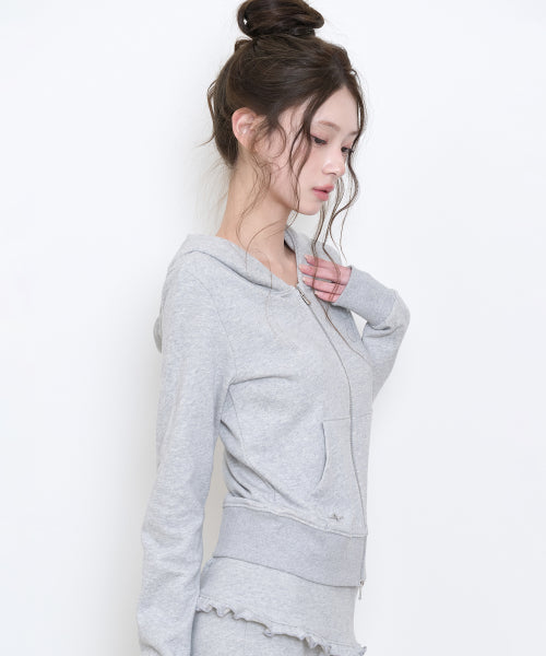 BASIC SLIM HOOD ZIP UP - 4 COLORS MELANGE