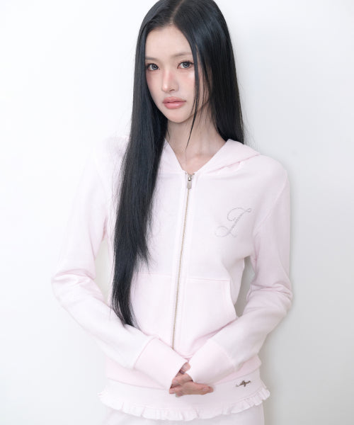 BASIC SLIM HOOD ZIP UP - 4 COLORS PINK