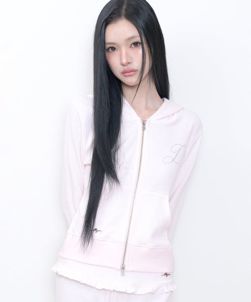 BASIC SLIM HOOD ZIP UP - 4 COLORS PINK
