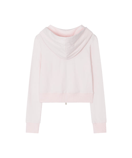BASIC SLIM HOOD ZIP UP - 4 COLORS PINK
