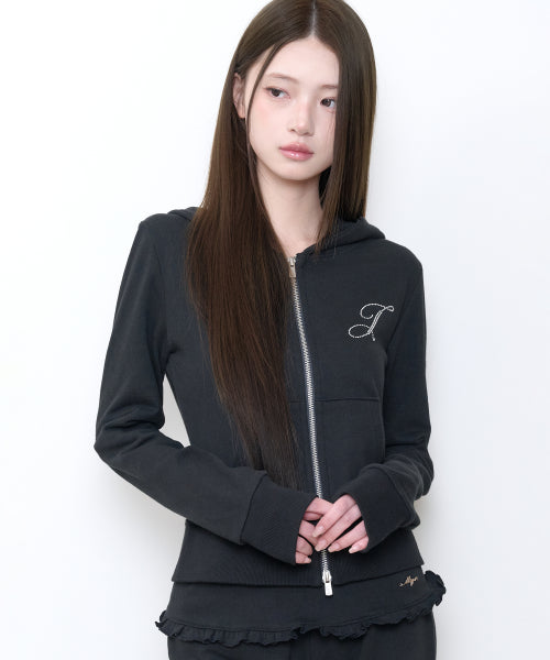 BASIC SLIM HOOD ZIP UP - 4 COLORS BLACK