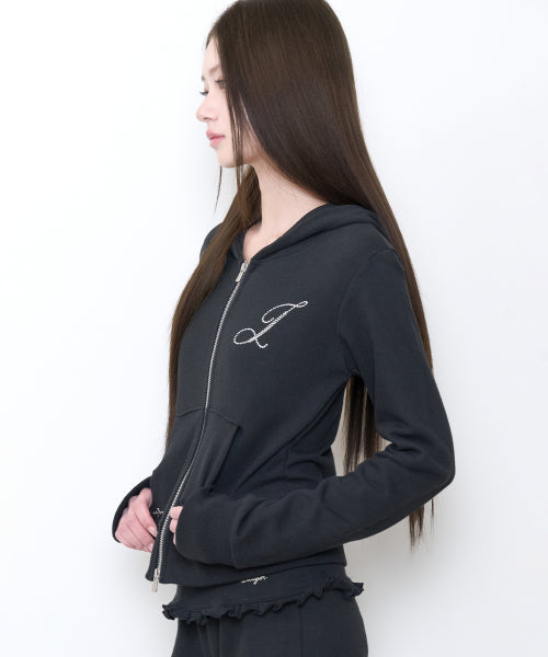 BASIC SLIM HOOD ZIP UP - 4 COLORS BLACK