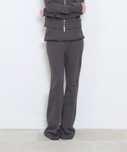 FOLDING FRILL BOOTCUT PANTS - 4 COLORS CHARCOAL