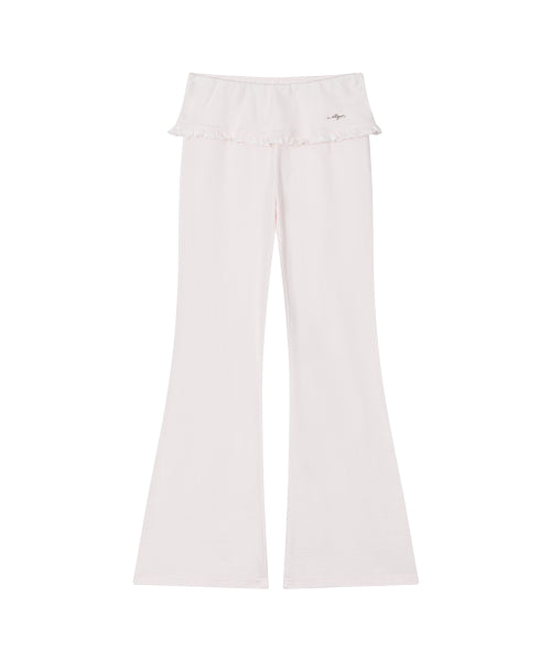 FOLDING FRILL BOOTCUT PANTS - 4 COLORS PINK