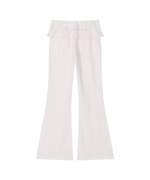 FOLDING FRILL BOOTCUT PANTS - 4 COLORS PINK
