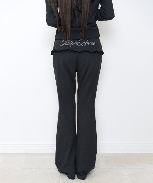 FOLDING FRILL BOOTCUT PANTS - 4 COLORS BLACK