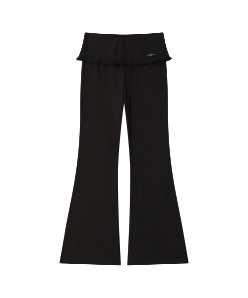 FOLDING FRILL BOOTCUT PANTS - 4 COLORS BLACK