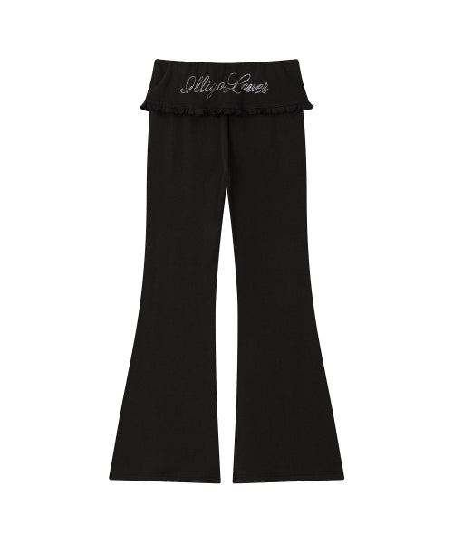 FOLDING FRILL BOOTCUT PANTS - 4 COLORS BLACK