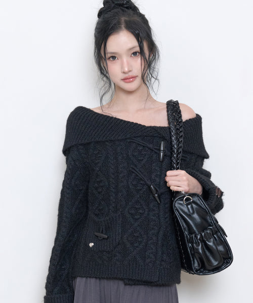 TOGGLE KNIT CARDIGAN - 3 COLORS BLACK