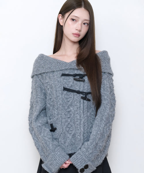 TOGGLE KNIT CARDIGAN - 3 COLORS CHARCOAL