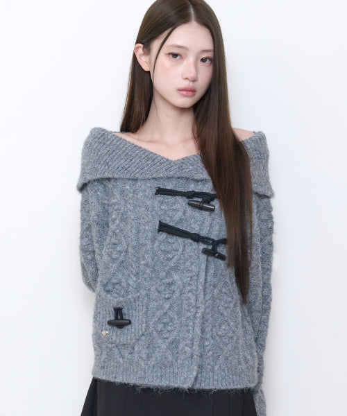 TOGGLE KNIT CARDIGAN - 3 COLORS CHARCOAL