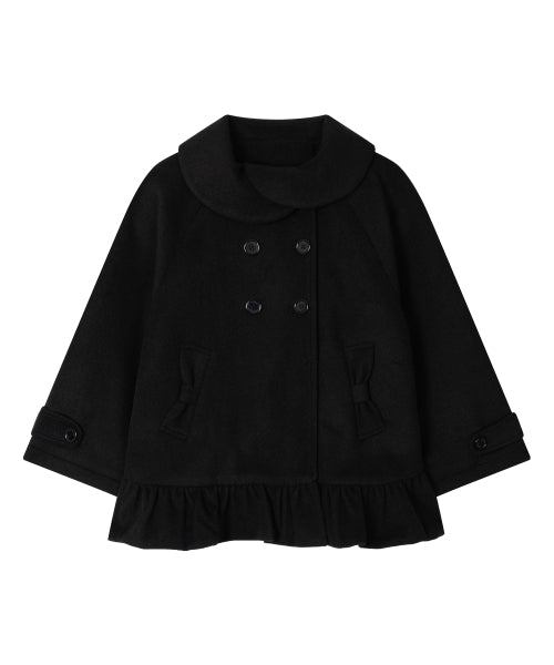 FRILL CAPE COAT - 2 COLORS BLACK