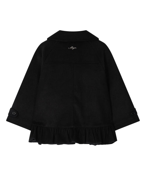 FRILL CAPE COAT - 2 COLORS BLACK