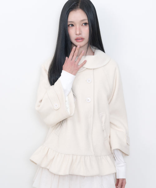 FRILL CAPE COAT - 2 COLORS IVORY